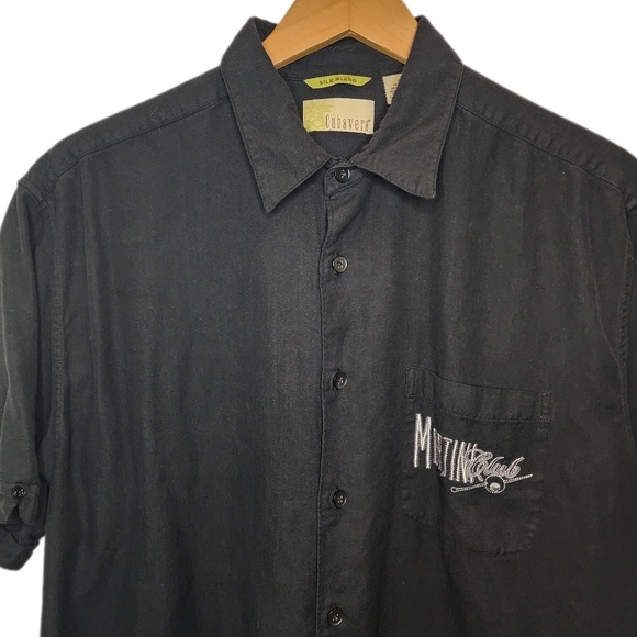 CUBAVERA Mens Black Martini Club Short Sleeve Collared Relaxed Fit Button Up- XL - Picture 3 of 10
